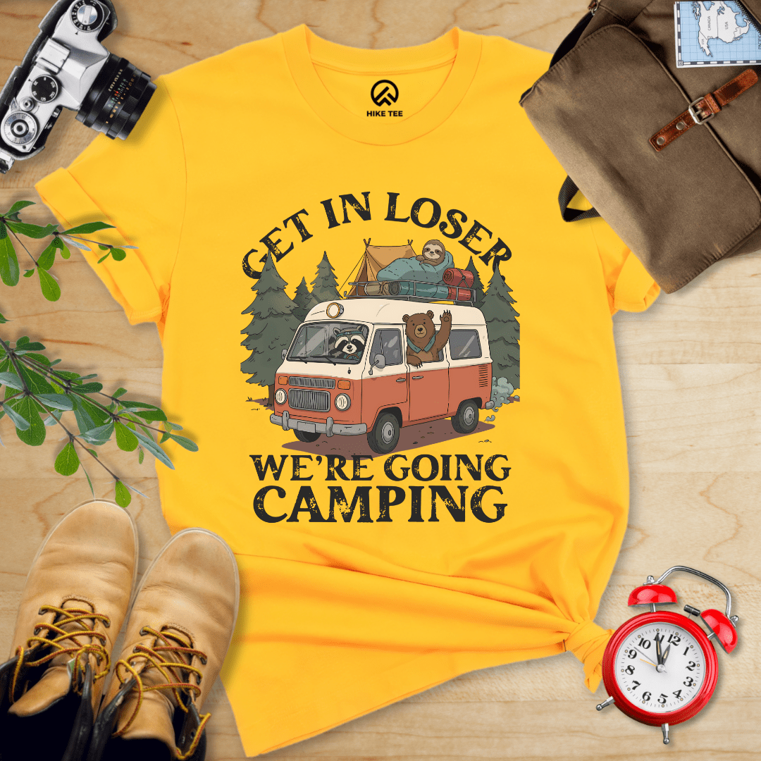Hike Tee T-Shirt Gold / S Get In Loser Camping Shirt