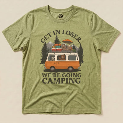 Get in Loser Camping Shirt Hike Tee T-Shirt Heather Green / S