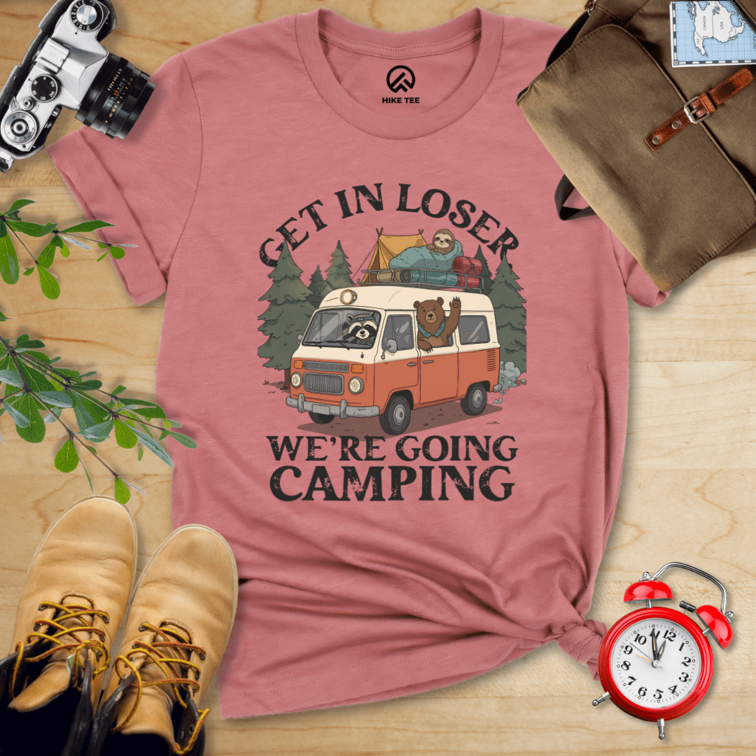 Hike Tee T-Shirt Heather Mauve / S Get In Loser Camping Shirt