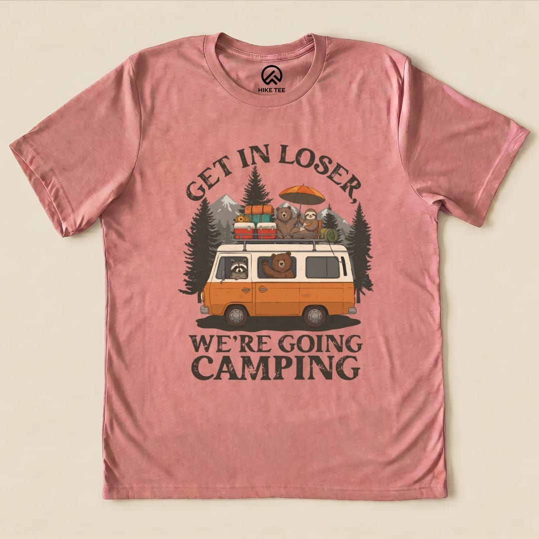 Get in Loser Camping Shirt Hike Tee T-Shirt Heather Mauve / S