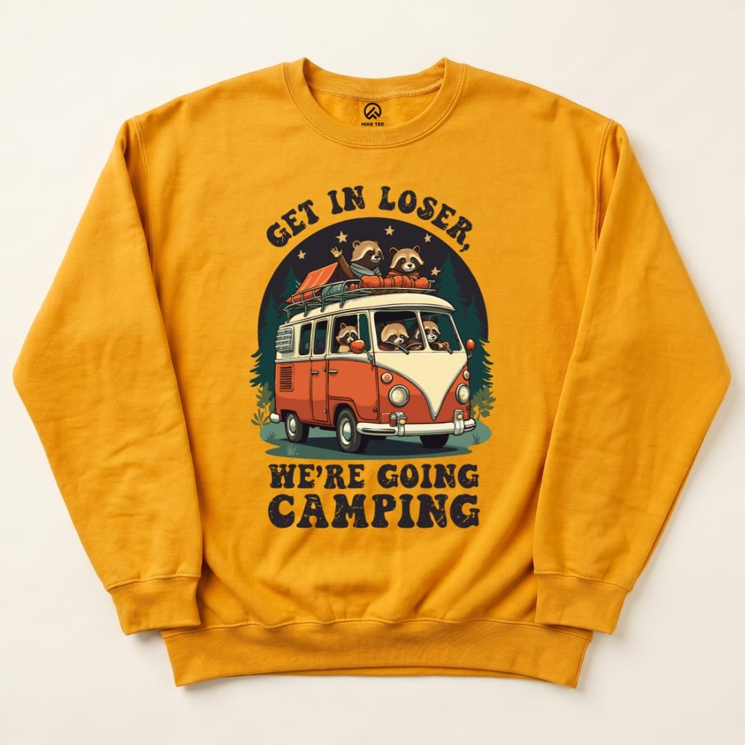 Get in Loser Camping Sweatshirt Hike Tee Sweatshirt Gold / S