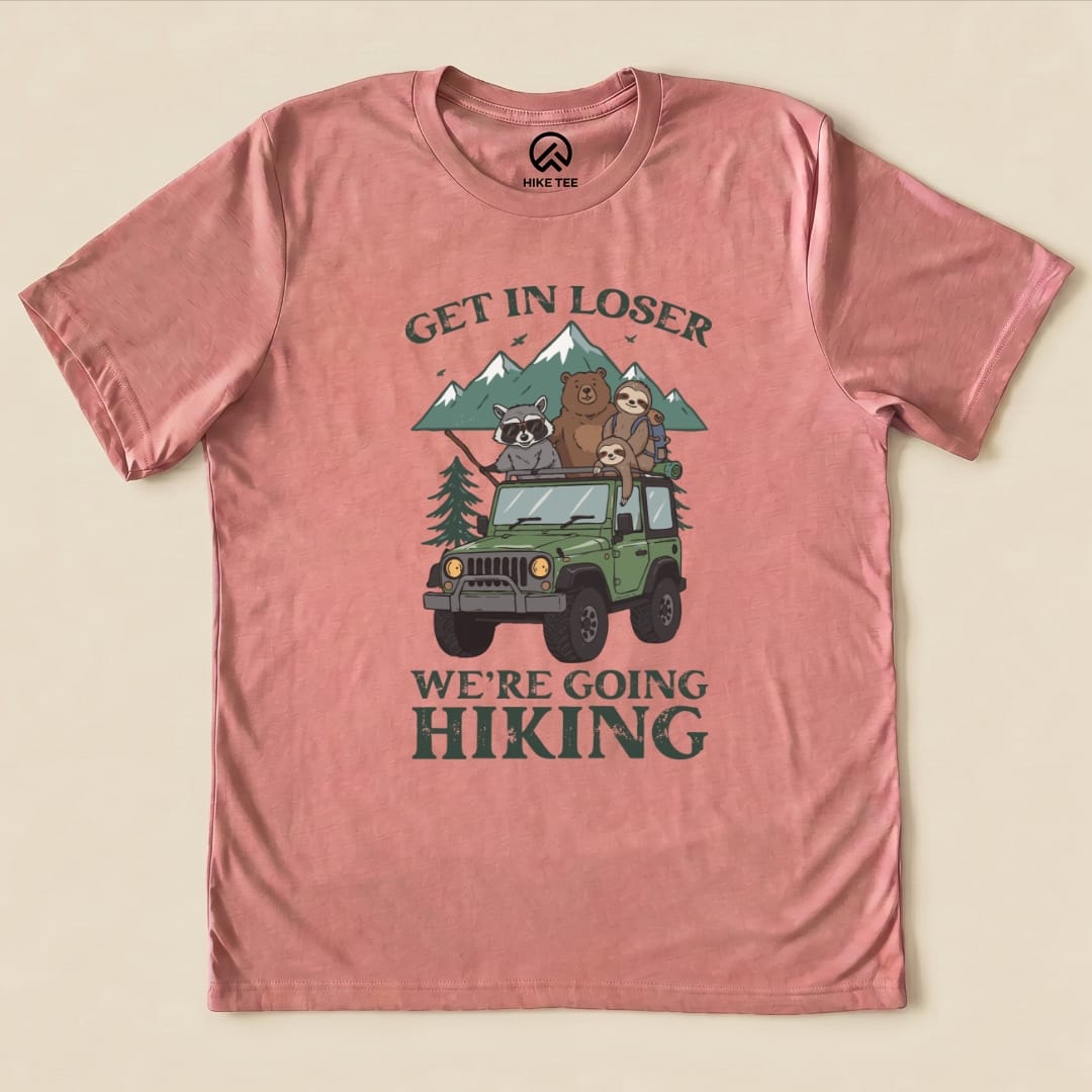 Get In Loser Hiking Shirt Hike Tee T-Shirt Heather Mauve / S