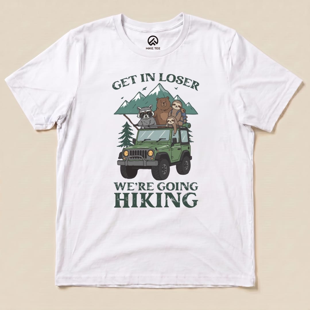 Get In Loser Hiking Shirt Hike Tee T-Shirt White / S