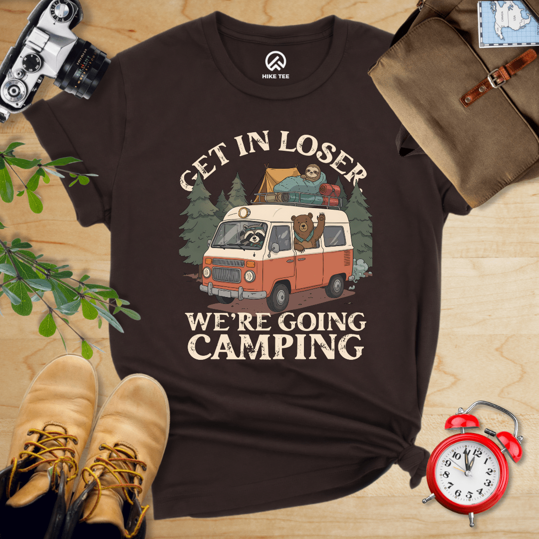 Hike Tee T-Shirt Brown / S Get in Loser We're Going Camping Shirt