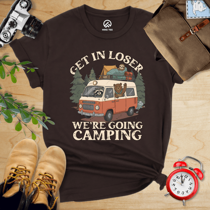 Hike Tee T-Shirt Brown / S Get in Loser We're Going Camping Shirt