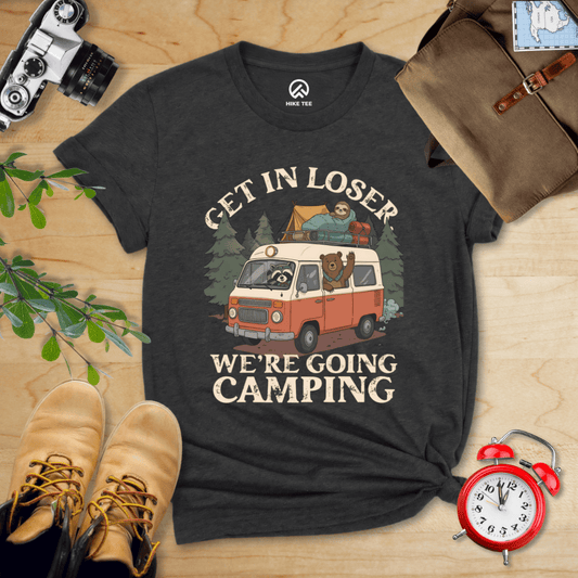 Hike Tee T-Shirt Dark Grey Heather / S Get in Loser We're Going Camping Shirt