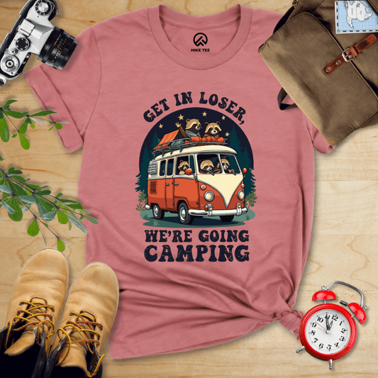 Hike Tee T-Shirt Heather Mauve / S Get in Loser, We're Going Camping Shirt