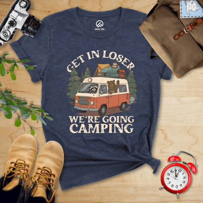 Hike Tee T-Shirt Heather Navy / S Get in Loser We're Going Camping Shirt