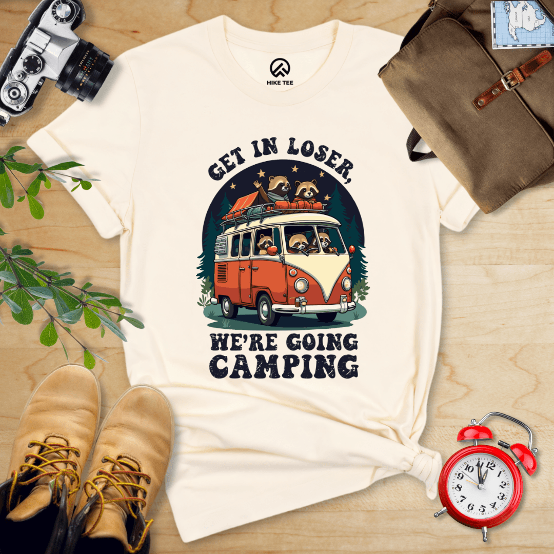 Hike Tee T-Shirt Natural / S Get in Loser, We're Going Camping Shirt