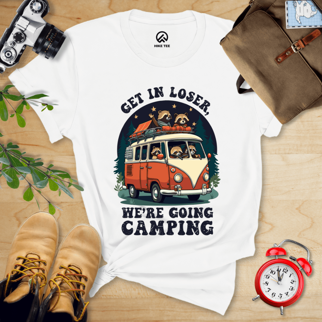 Hike Tee T-Shirt White / S Get in Loser, We're Going Camping Shirt