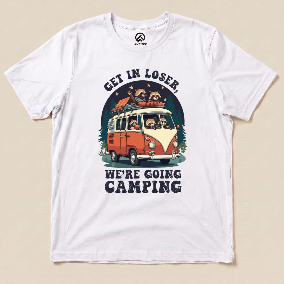 Get in Loser, We're Going Camping Shirt Hike Tee T-Shirt White / S