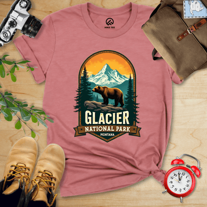 Hike Tee T-Shirt Heather Mauve / S Glacier Grizzly Bear Shirt