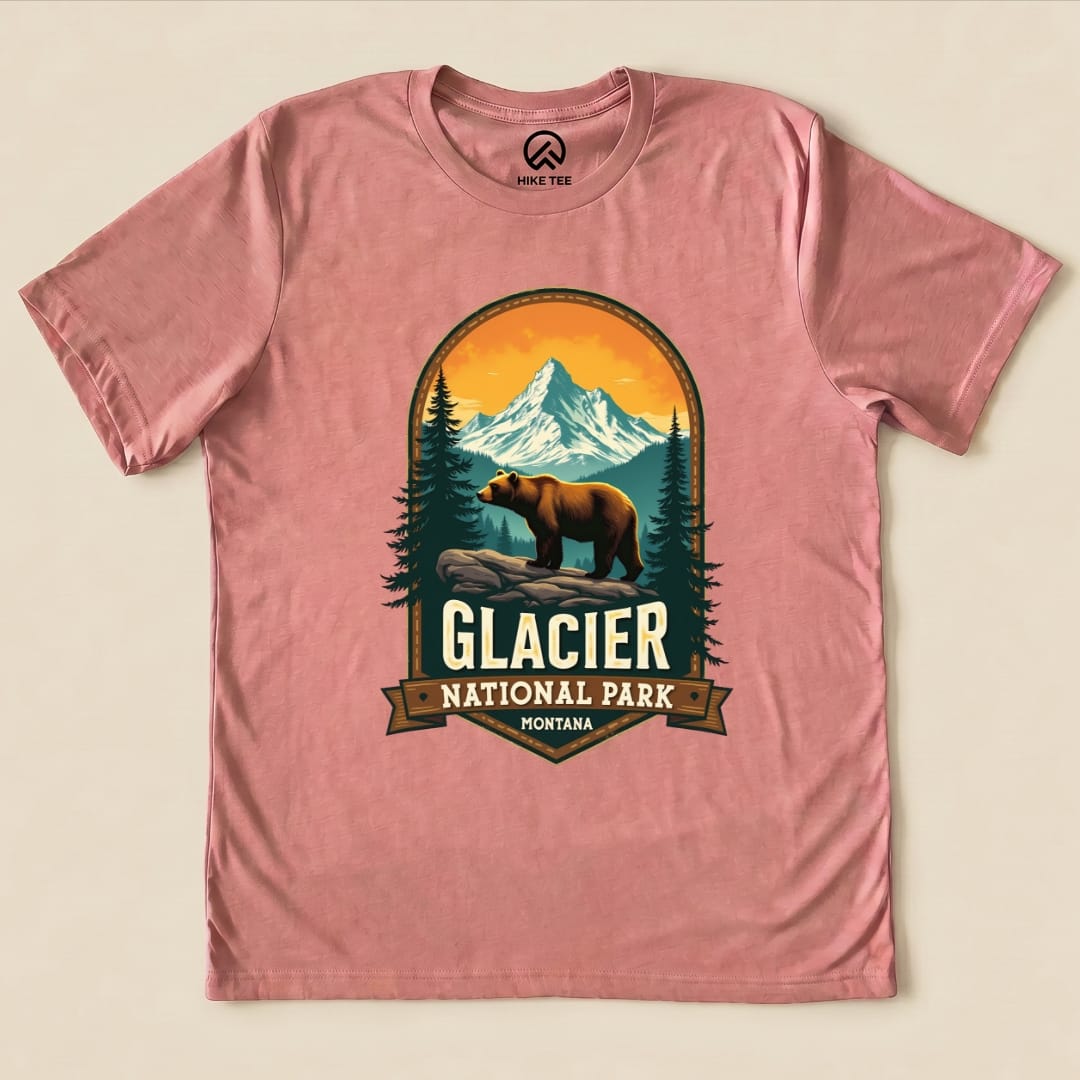 Hike Tee T-Shirt Heather Mauve / S Glacier Grizzly Bear Shirt