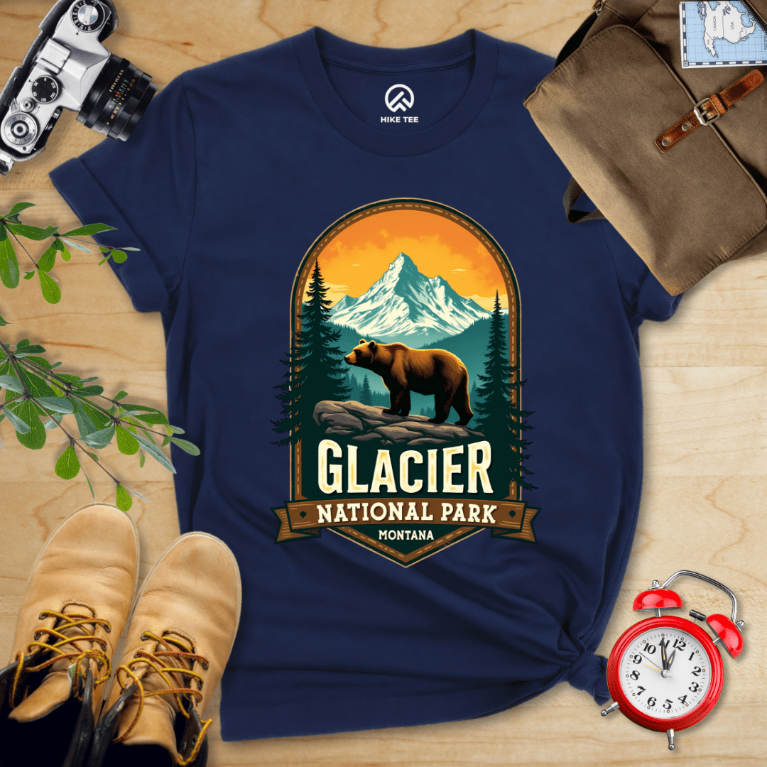 Hike Tee T-Shirt Navy / S Glacier Grizzly Bear Shirt