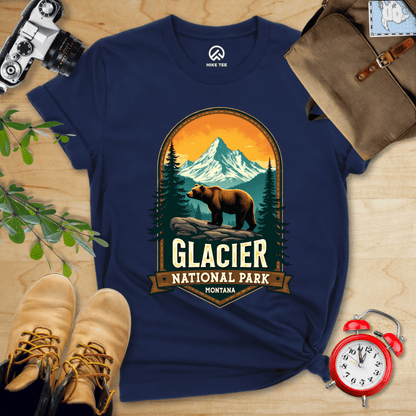 Hike Tee T-Shirt Navy / S Glacier Grizzly Bear Shirt