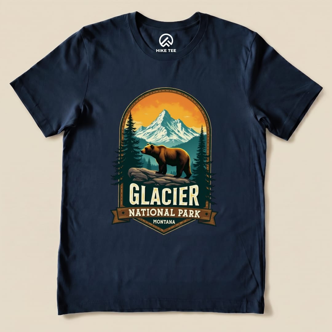 Hike Tee T-Shirt Navy / S Glacier Grizzly Bear Shirt