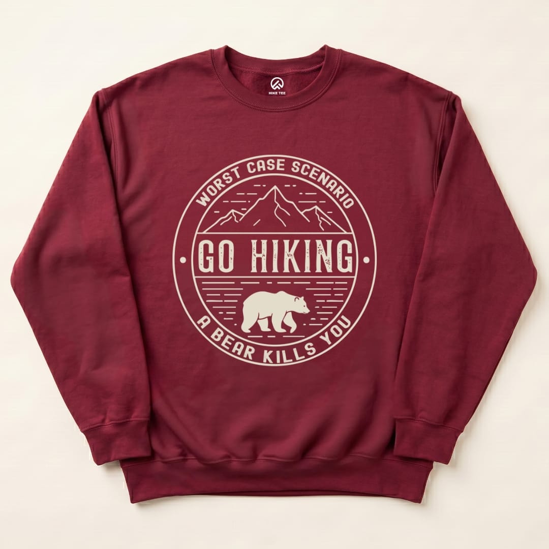 Go Hiking Sweatshirt Hike Tee Sweatshirt Maroon / S