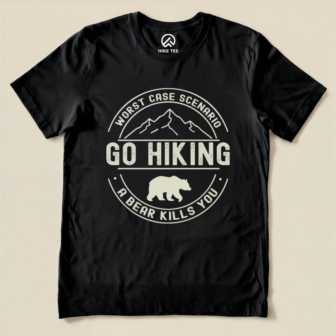 Go Hiking Worst Case Scenario Shirt Hike Tee T-Shirt Black / S