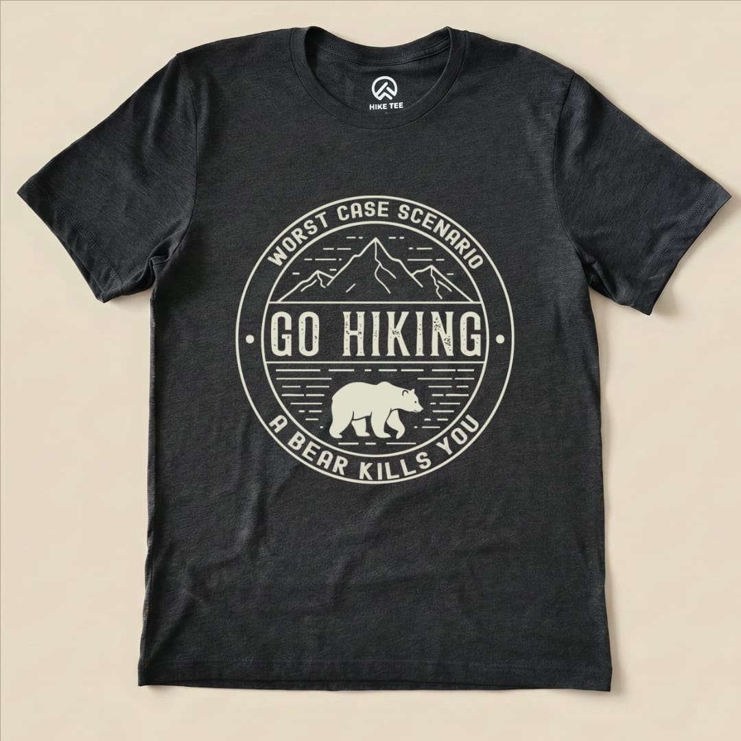 Printify T-Shirt Dark Grey Heather / S Go Hiking Worst Case Scenario Shirt