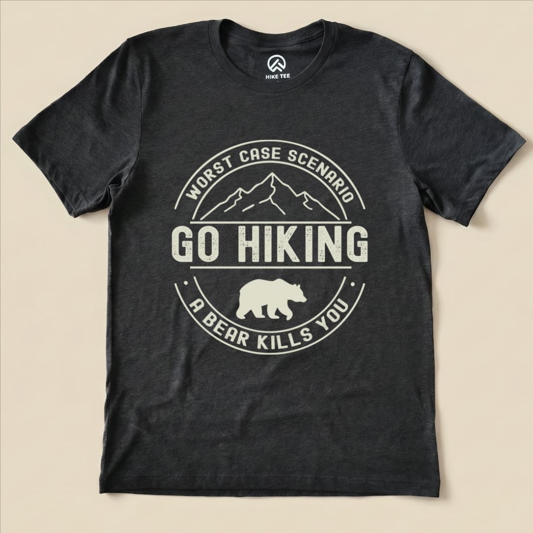 Go Hiking Worst Case Scenario Shirt Hike Tee T-Shirt Dark Grey Heather / S