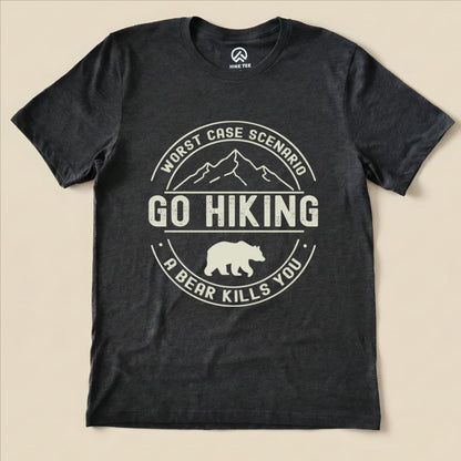 Go Hiking Worst Case Scenario Shirt Hike Tee T-Shirt Dark Grey Heather / S
