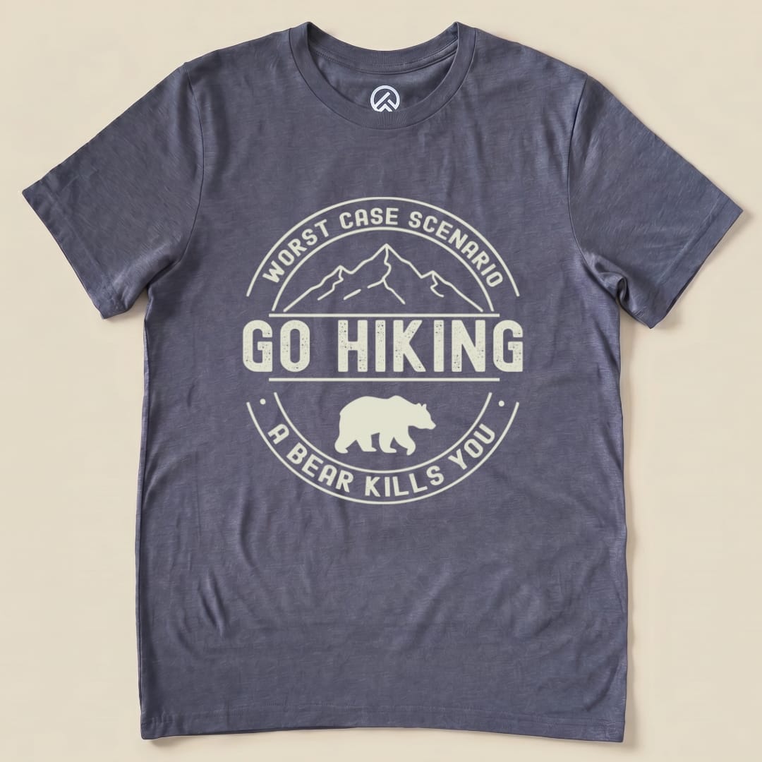 Go Hiking Worst Case Scenario Shirt Hike Tee T-Shirt Heather Navy / S