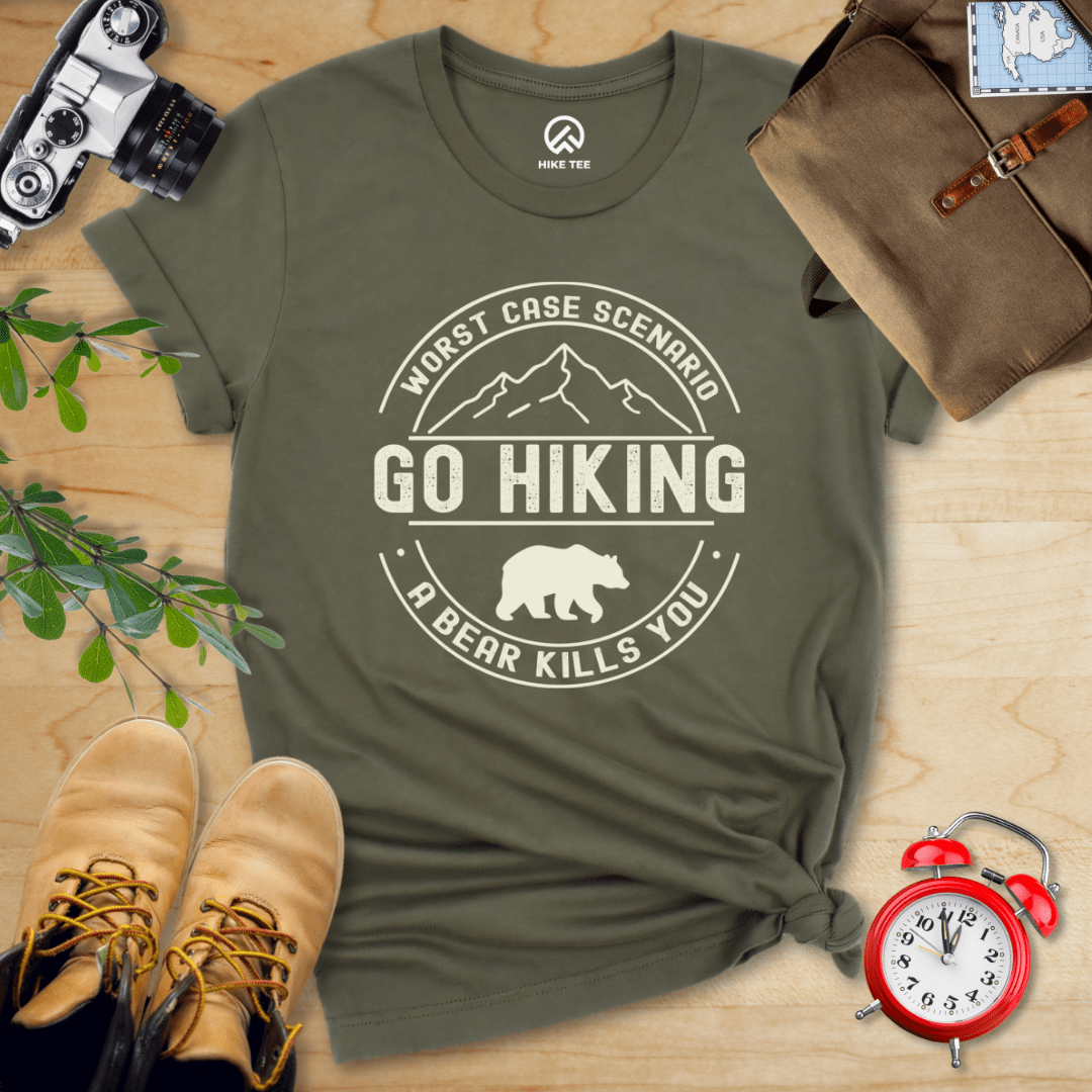 Hike Tee T-Shirt Military Green / S Go Hiking Worst Case Scenario Shirt