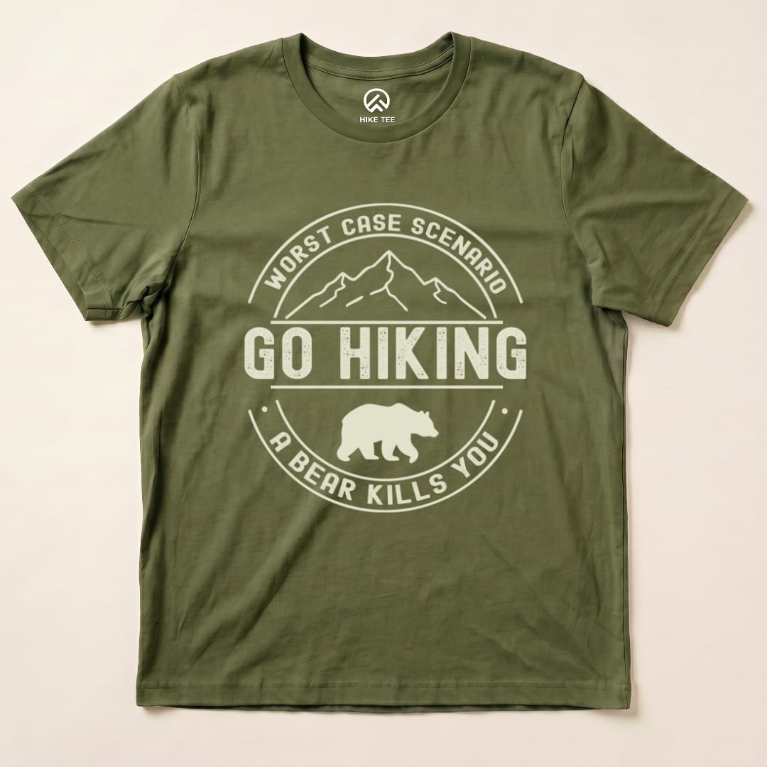 Go Hiking Worst Case Scenario Shirt Hike Tee T-Shirt Military Green / S