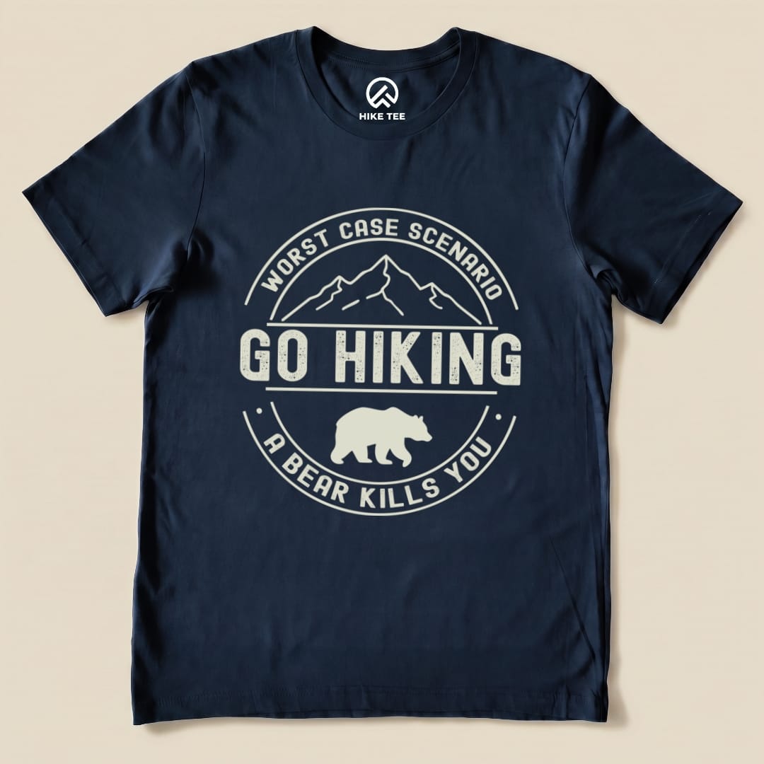 Go Hiking Worst Case Scenario Shirt Hike Tee T-Shirt Navy / S