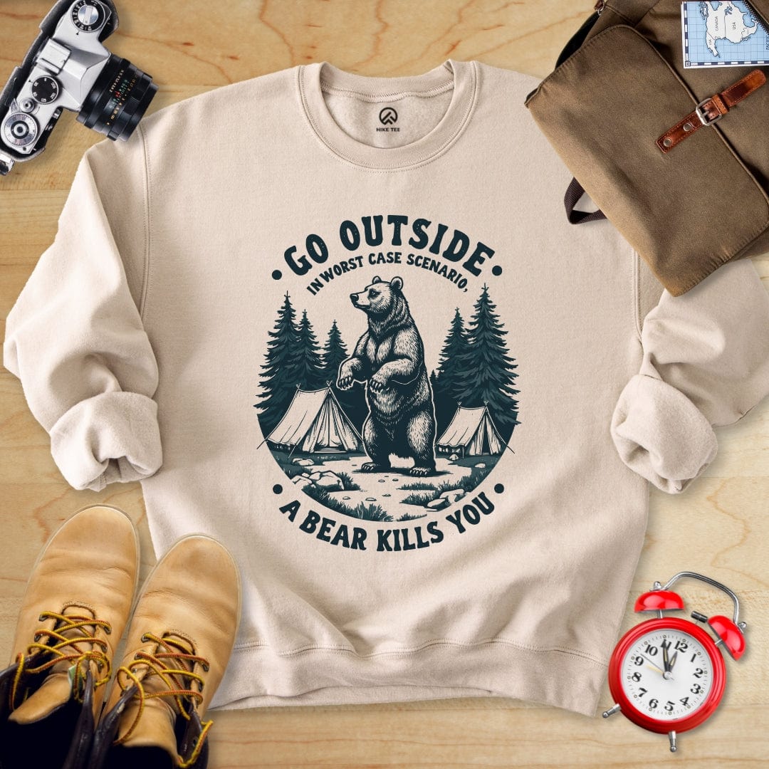 Hike Tee Sweatshirt Sand / S Go Outside Bear Sweatshirt