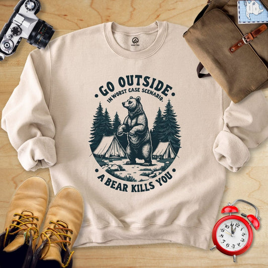 Hike Tee Sweatshirt Sand / S Go Outside Bear Sweatshirt
