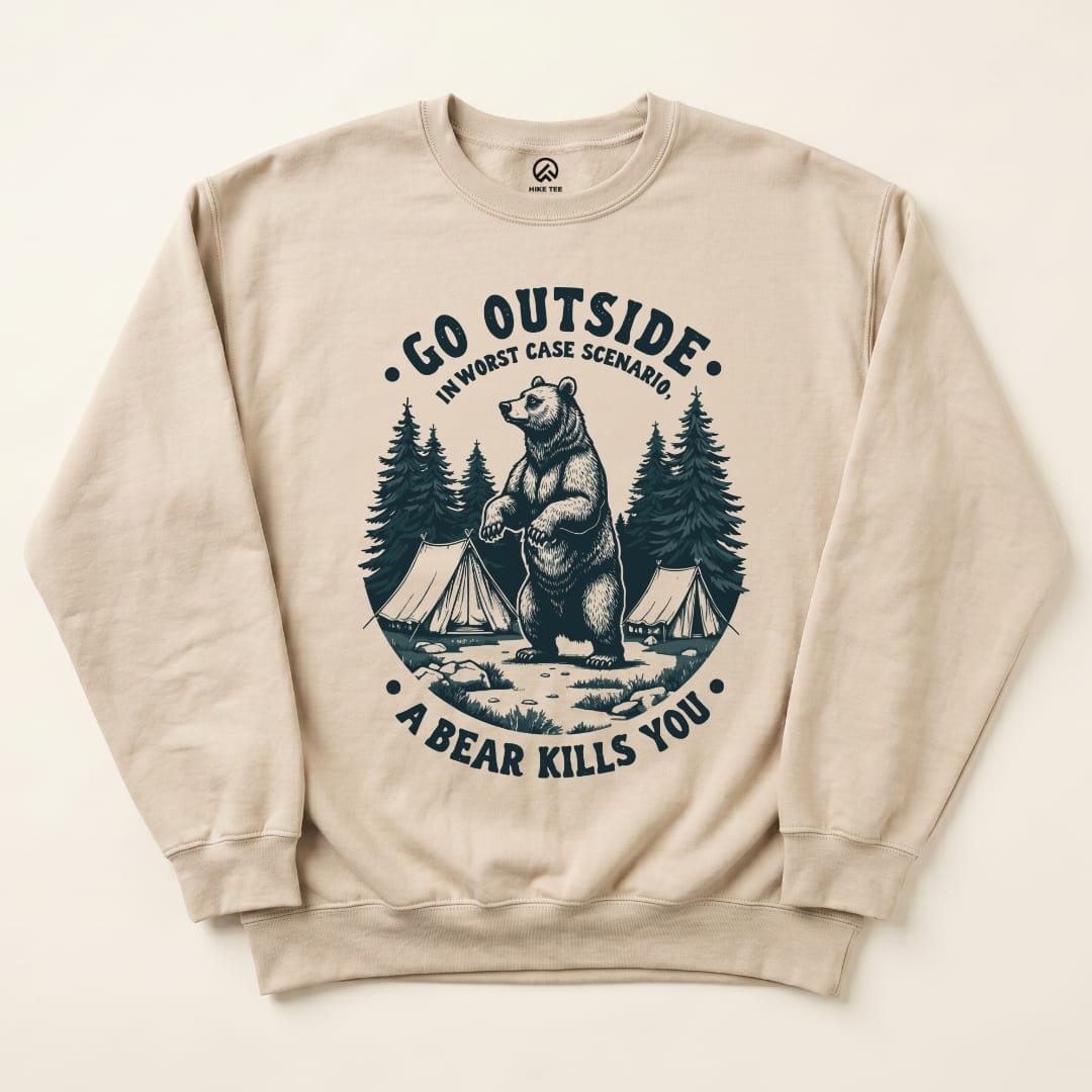 Go Outside Bear Sweatshirt Hike Tee Sweatshirt Sand / S