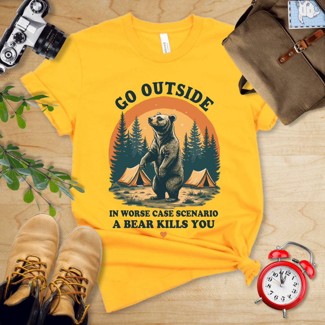 Printify T-Shirt Gold / S Go Outside Shirt