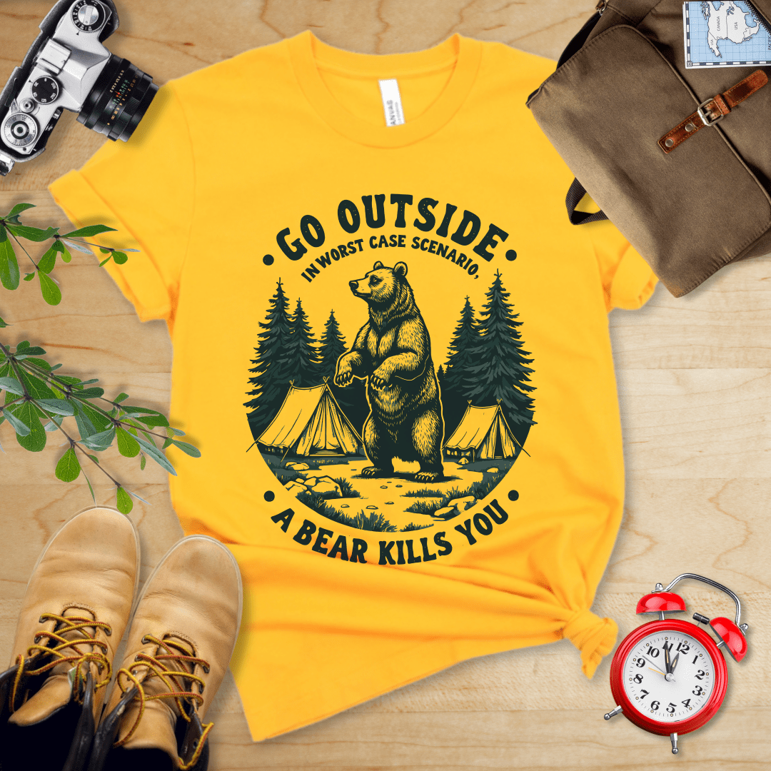 Printify T-Shirt Gold / S Go Outside Shirt