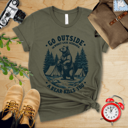 Printify T-Shirt Military Green / S Go Outside Shirt