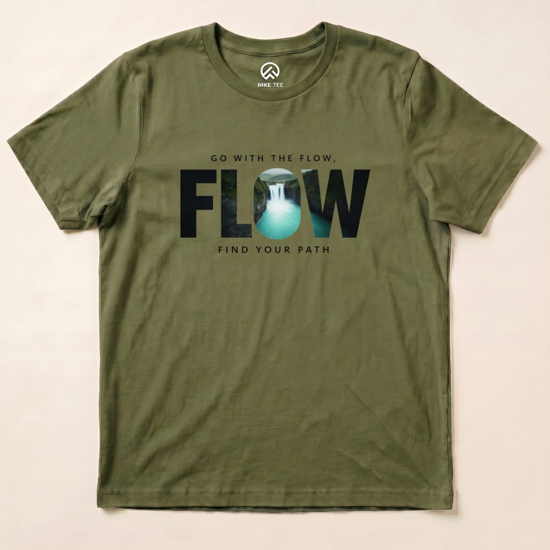 Go With The Flow Shirt Hike Tee T-Shirt Military Green / S