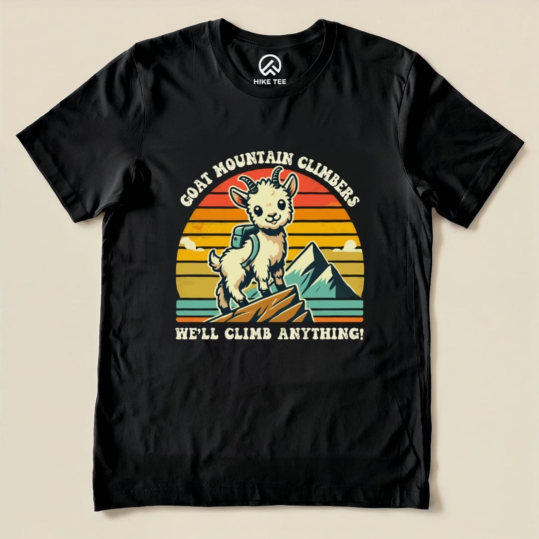 Goat Mountain Climbers Retro Shirt Hike Tee T-Shirt Black / S