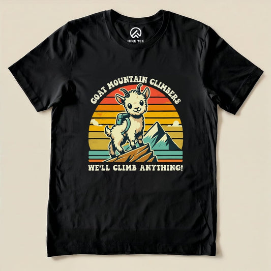 Goat Mountain Climbers Retro Shirt Hike Tee T-Shirt Black / S