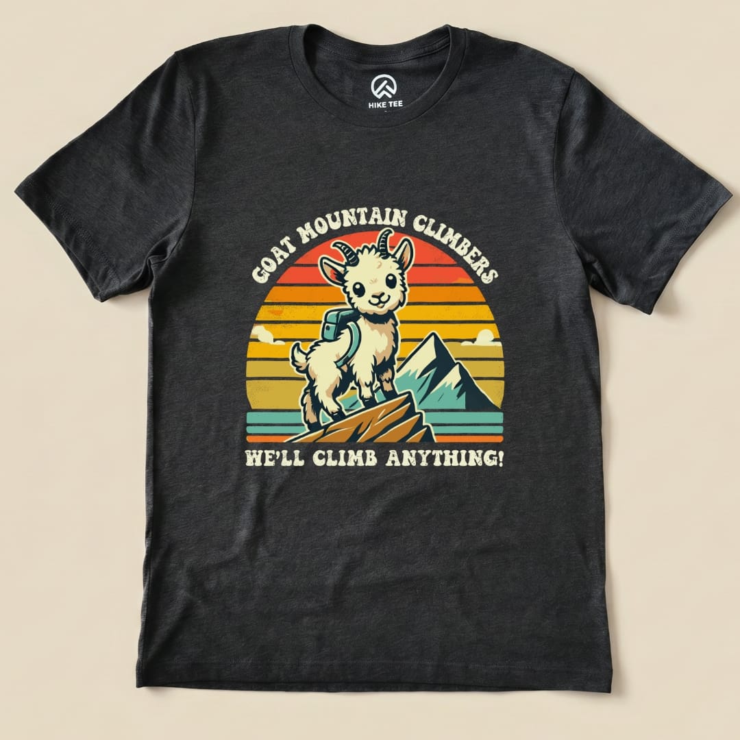 Goat Mountain Climbers Retro Shirt Hike Tee T-Shirt Dark Grey Heather / S