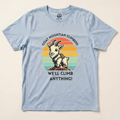 Goat Mountain Climbers Shirt Hike Tee T-Shirt Baby Blue / S