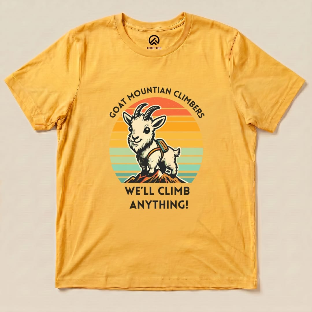 Goat Mountain Climbers Shirt Hike Tee T-Shirt Gold / S