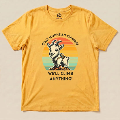 Goat Mountain Climbers Shirt Hike Tee T-Shirt Gold / S
