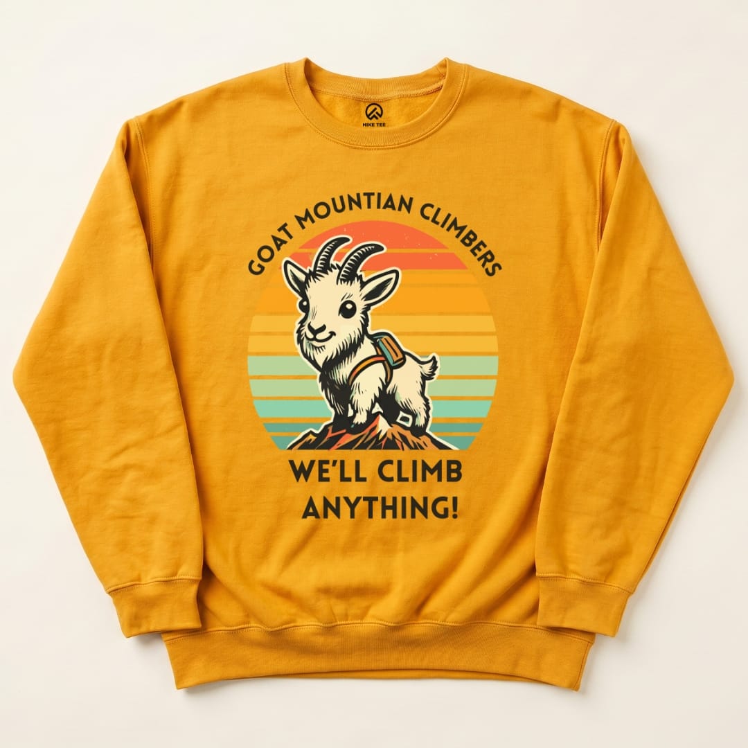 Goat Mountain Climbers Sweatshirt Hike Tee Sweatshirt Gold / S