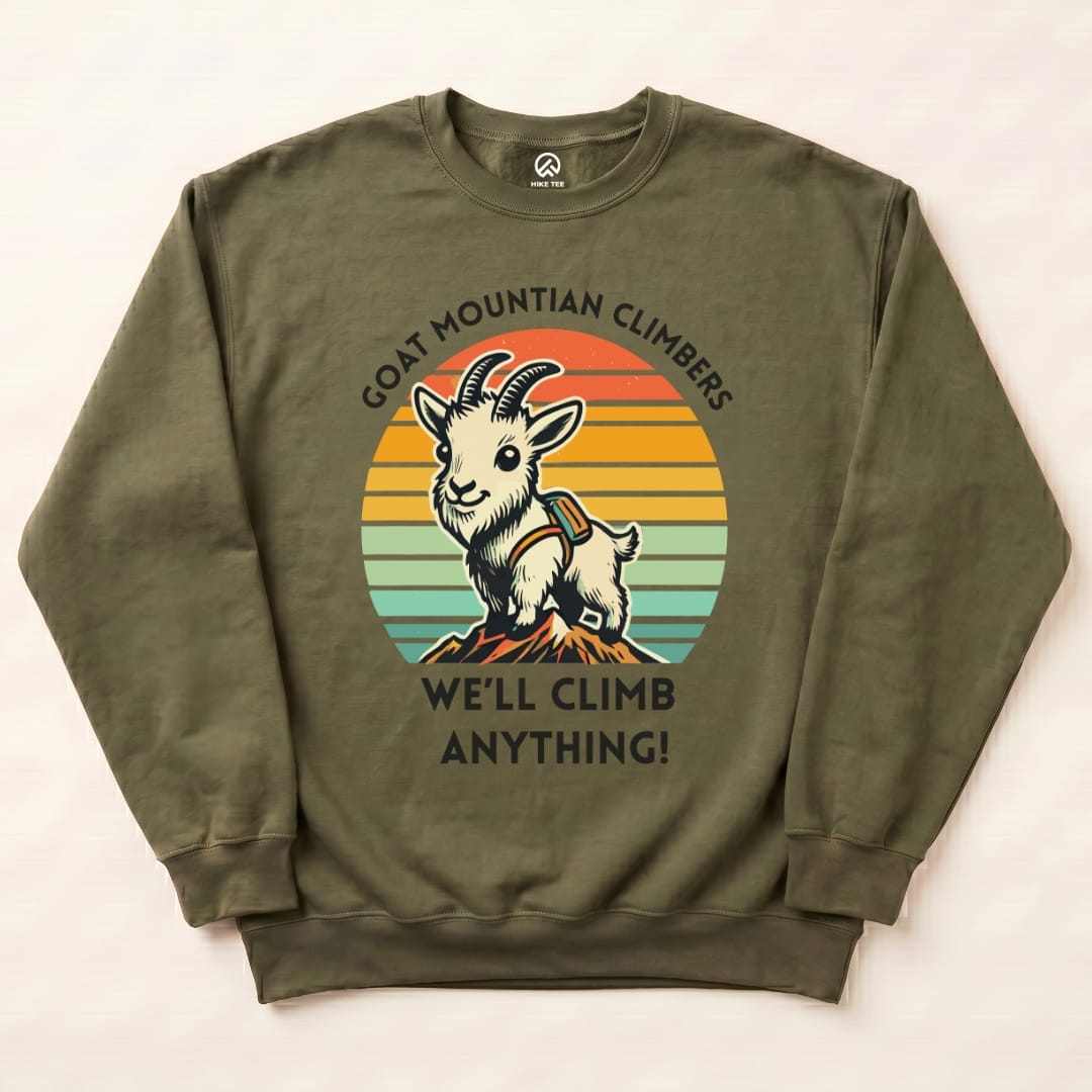 Goat Mountain Climbers Sweatshirt Hike Tee Sweatshirt Military Green / S