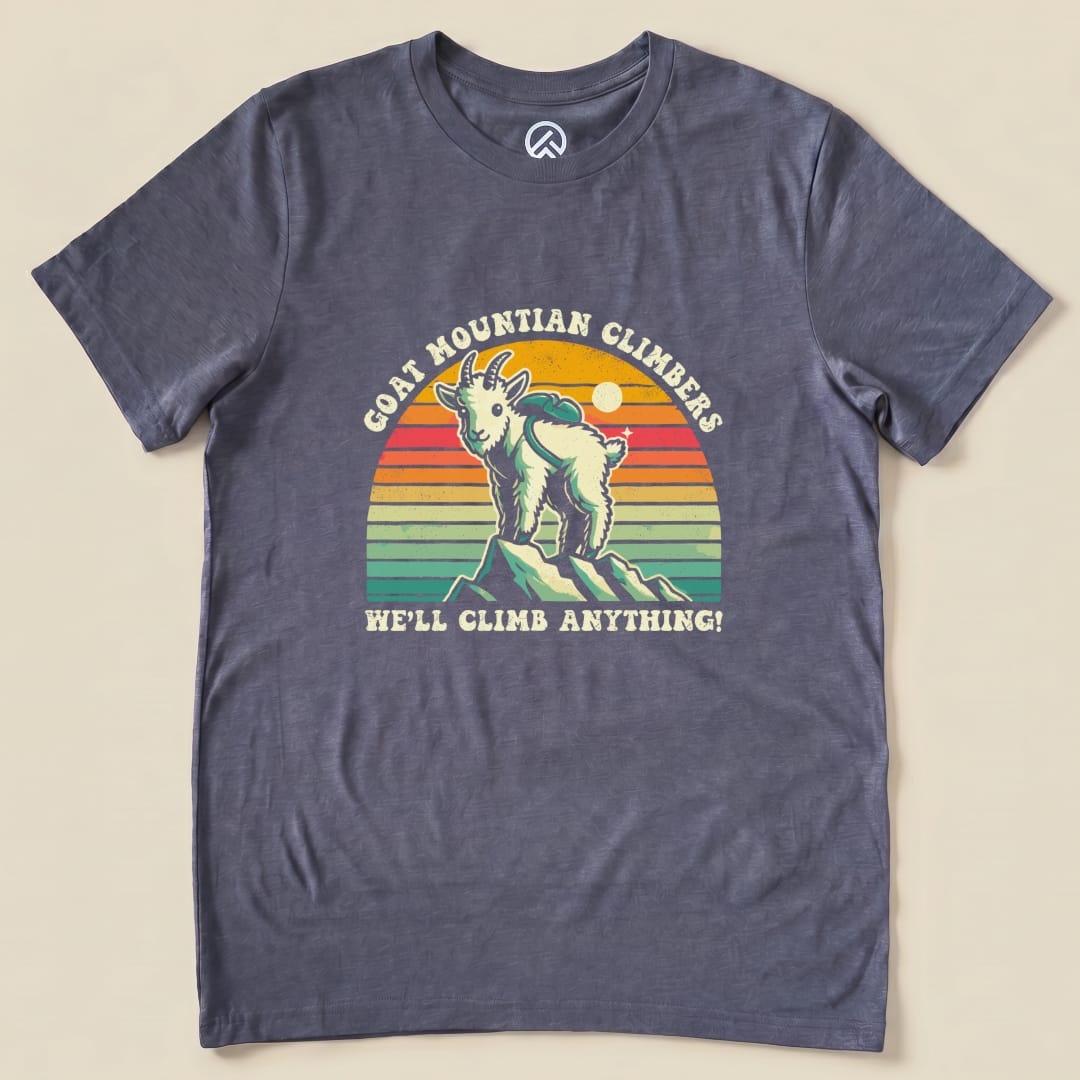 Goat Mountain Climbers Vintage Shirt Hike Tee T-Shirt Heather Navy / S