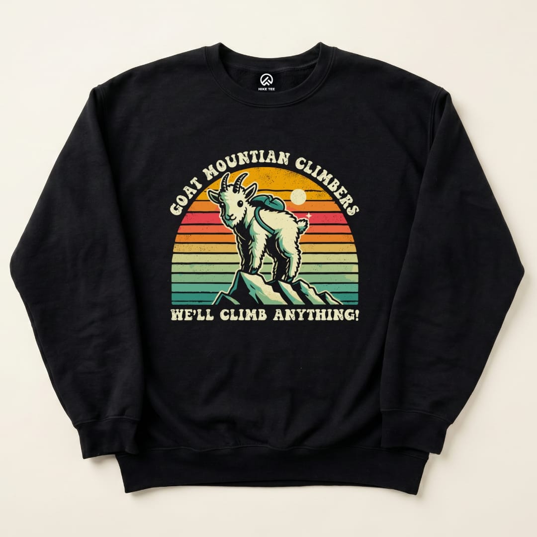 Goat Mountain Climbers Vintage Sweatshirt Hike Tee Sweatshirt Black / S