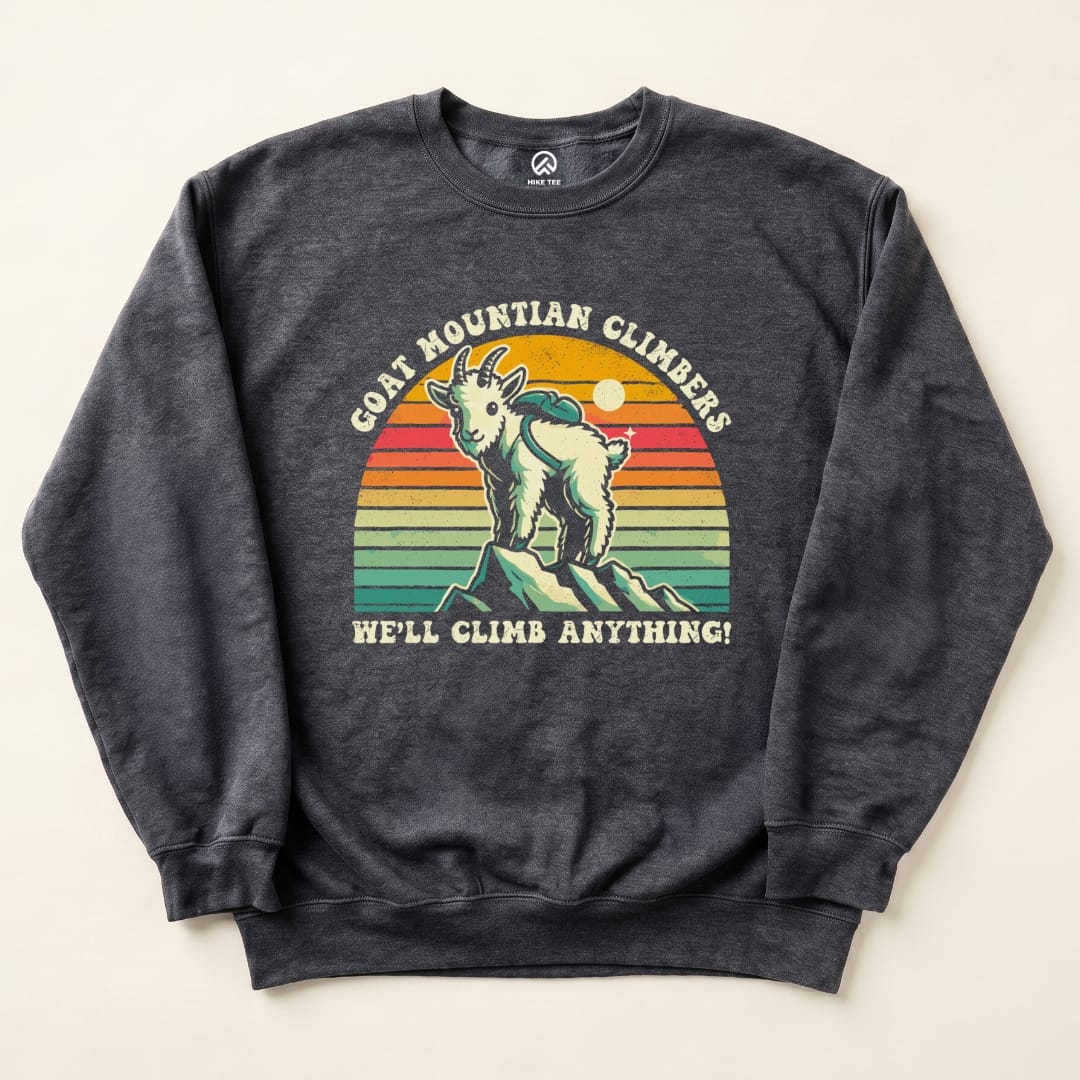 Goat Mountain Climbers Vintage Sweatshirt Hike Tee Sweatshirt Dark Heather / S