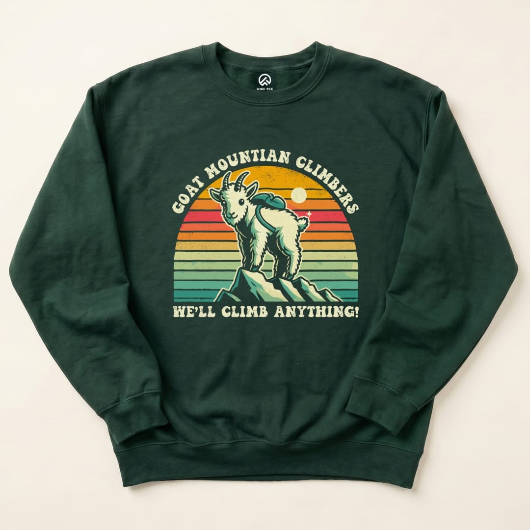 Goat Mountain Climbers Vintage Sweatshirt Hike Tee Sweatshirt Forest Green / S
