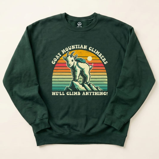 Goat Mountain Climbers Vintage Sweatshirt Hike Tee Sweatshirt Forest Green / S