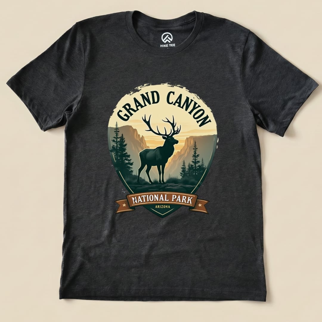 Grand Canyon Elk Shirt Hike Tee T-Shirt Dark Grey Heather / S
